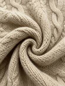Balvessa Women's Versatile Cable Knit Fashion Long Sleeve Sweater For Daily Wear - Khaki - View 3