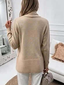 Louniche Women's Elegant Casual Intellectual V-Neck Symmetrical Cinched Waist Cinched Knit Cardigan Brunch Office Khaki Autumn Winter Festival Modern Vintage - Khaki - View 2