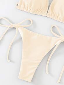 Oceva Solid Color Sexy Strap Bikini Swimwear Set, Beach Wear For Women - Apricot - View 4