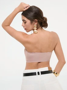 Bralution Women's Front Closure Bra With Ruffled Edge, Lift & Separate, Removable Padding - Dusty Pink - View 3