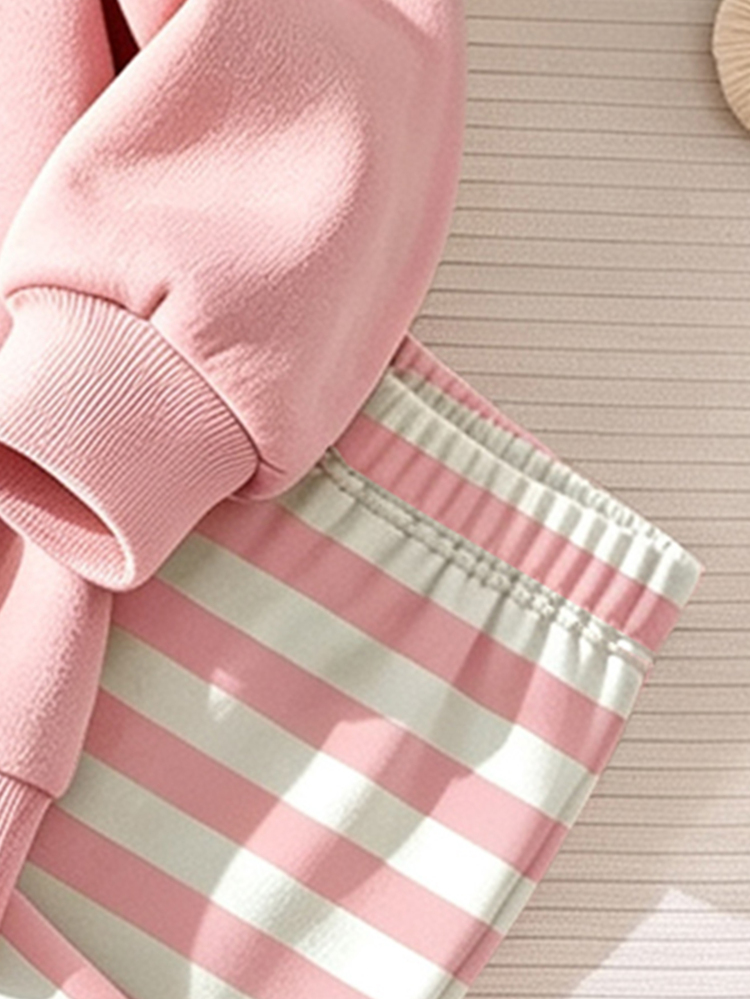 Setelan Musim Gugur untuk Bayi Perempuan: Kaos Lengan Panjang dan Legging Motif Kucing Kartun dengan Pita, Pakaian Musim Gugur dan Musim Dingin - MultiWarna - View 5
