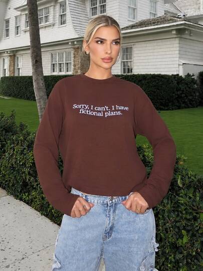 Luzma Cabello Luzma Cabello Oversized Long Sleeve Graphic T-Shirt Casual Cute  Cosy Lounge Coco Cloud Spring Summer