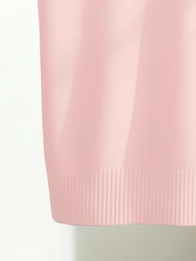 SHEIN 女士春夏白色简约休闲翻领插肩短袖纯色修身针织上衣 - 淺粉色 - 查看 6