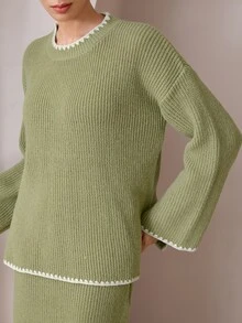 Graceveil Women's Knitted Fashion Loose Fit Autumn/Winter Long Sleeve Sweater 2 Pieces Set - Green - View 7