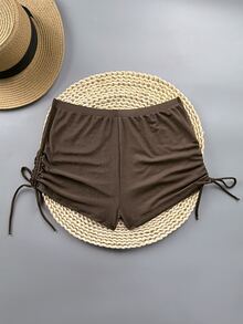 Oceva Plain Brown Mesh Fabric Sheer Regular Length Cover Ups For Women - Brown - View 5