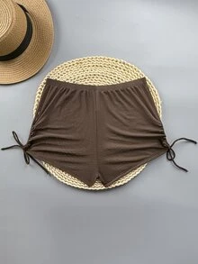 Oceva Plain Brown Mesh Fabric Sheer Regular Length Cover Ups For Women - Brown - View 4