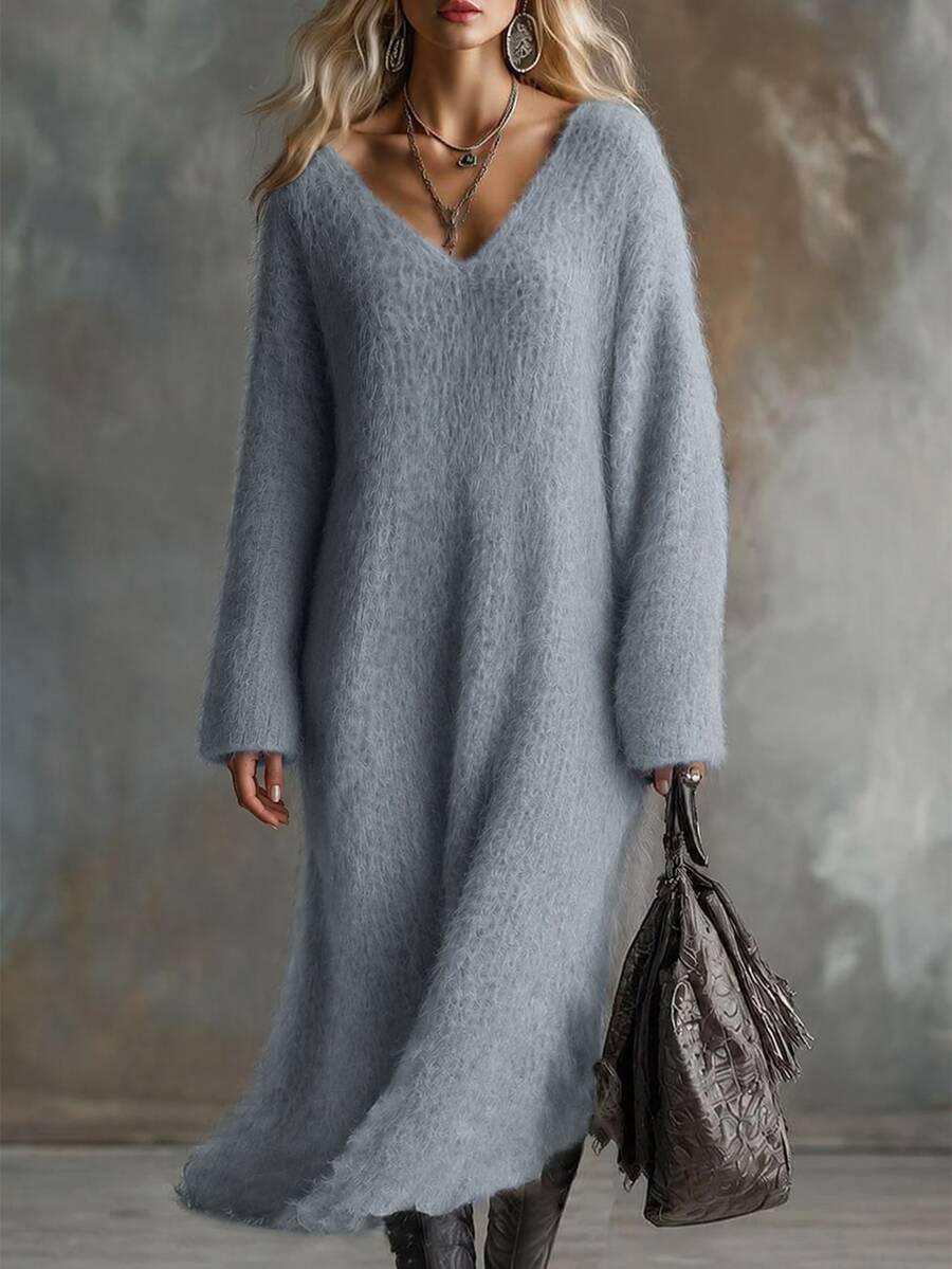 LUMIGAL Autumn/Winter New Loose Korean Slouchy V-Neck Long Over-The ...