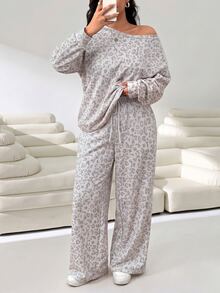 Solflare Plus Size Women Drawstring Waist Leopard Print Casual Daily Sweatpants - Multicolor - View 5