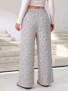 Solflare Plus Size Women Drawstring Waist Leopard Print Casual Daily Sweatpants - Multicolor - View 2