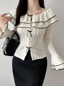 FRIFUL Women's Colorblock Casual Daily Wear T-Shirt Fall - Apricot - View 3