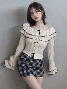 FRIFUL Women's Colorblock Casual Daily Wear T-Shirt Fall - Apricot - View 1