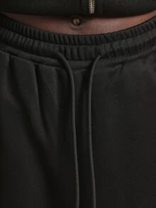 PLAYBOY X SUMWON Bunny Logo Wide Leg Track Pants With Silver Rhinestone Side Stripe Detail Full Length Casual Trousers - Black - View 6