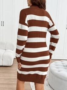 SHEIN Maternity Colorblock Casual Everyday Knit Dress Winter - Multicolor - View 2