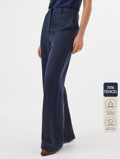 KÆRIA Hus High Rise Flared Pants - Polished Tailoring - Navy Blue - Flared Trousers, Tailored Pants, Suits Business Corporate Autumn Casual Elegant