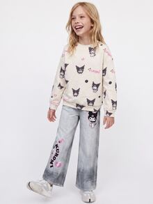 Maija Kids HELLO KITTY AND FRIENDS | SHEIN Maija Kids 兒童青少年女孩全印花圓領長袖運動衫與運動長褲休閒日常套裝 - 彩色 - 查看 6