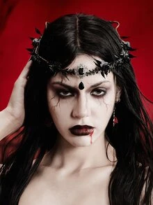 MortiRose 1pc Gothic Vintage Headpiece - Perfect Match For Holiday Attire And Celebration Events, Ideal Gift Accessory, Decoration And Costume,  For Halloween - Black - View 3