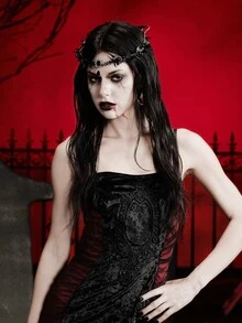 MortiRose 1pc Gothic Vintage Headpiece - Perfect Match For Holiday Attire And Celebration Events, Ideal Gift Accessory, Decoration And Costume,  For Halloween - Black - View 5