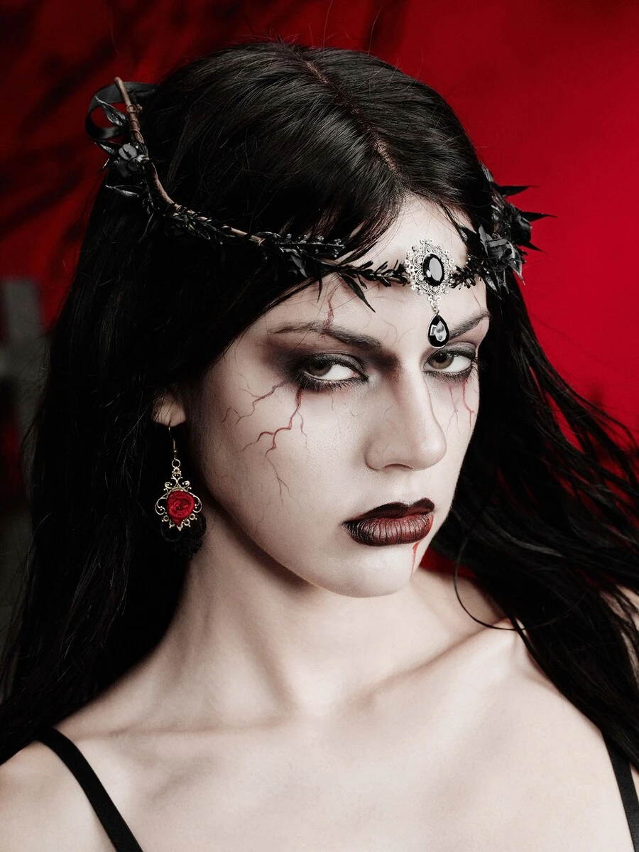 MortiRose 1pc Gothic Vintage Headpiece - Perfect Match For Holiday Attire And Celebration Events, Ideal Gift Accessory, Decoration And Costume, For Halloween - Black - View 1