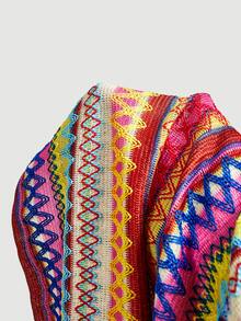 Skyraze Geo Print Mermaid Hem Cami Dress - Hot Pink - View 6