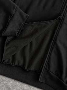 Manfinity EMRG Men's Cropped Y2K ZipUp Faux Fur Trim Jacket, SpiderEmbroidered Goth Streetwear Hoodie - White - View 6