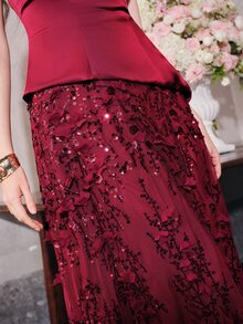 Anewsta Affair Women's Elegant Cold Shoulder Asymmetrical Sequin Evening Dress - Multicolor - View 5