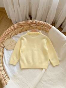 SHEIN Cardigan Rajut Kartun Lucu untuk Bayi Perempuan Baru Lahir - Mustard Yellow - View 2