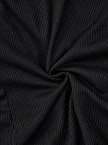 Sonviro Men Solid Waffle Knit 2 In 1 Tee, Men Long Sleeve Top,Fall - Black - View 3