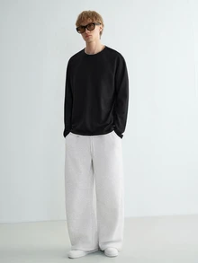 Sonviro Men Solid Waffle Knit 2 In 1 Tee, Men Long Sleeve Top,Fall - Black - View 4