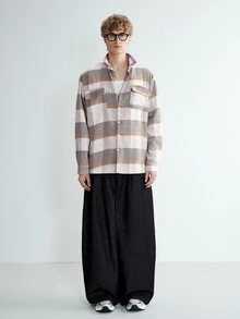 Sonviro 男士格子印花翻盖口袋夹克（不含 T 恤），外出格子图案长袖休闲轻便夹克，适合送给朋友、丈夫、男朋友的礼物，秋季 - 彩色 - 查看 4