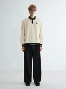 Sonviro 男士撞色拼接纽扣前开襟休闲套头卫衣，秋季款，长袖上衣 - 杏色 - 查看 5