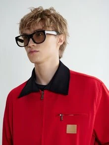Sonviro Manfinity Streetrush 男士長袖美式休閒工裝夾克，紅色拉鍊戶外穿著，秋季，聖誕節適用 - 紅色 - 查看 6