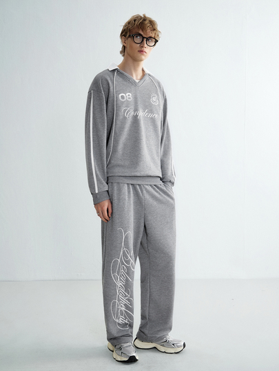 Sonviro Men's Letter Print Pullover Sweatshirt & Sweatpants Set
