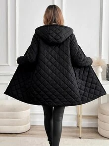 SHEIN Clasi 女款極簡風拉鍊口袋連帽填充外套 - 彩色 - 查看 2