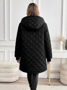 SHEIN Clasi 女款極簡風拉鍊口袋連帽填充外套 - 彩色 - 查看 7