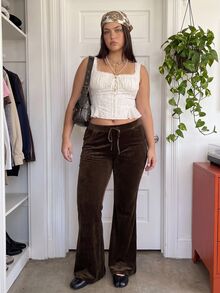 Comfortcana Plus Size Women's Solid Color Drawstring Waist Casual Versatile Everyday Long Pants - Camel - View 9