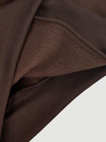 SHEIN MOD Plus Size Women's Contrast Lace 2 In 1 Crew Neck Casual Elegant Sweatshirt Formal High Tea Morning Brown Autumn - Brown - View 14