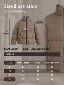 RiviMae Women Solid Color Pocket And Zipper Detailed Casual Style Puffer Wintercoats Everyday Travel Taupe - Beige - View 5