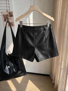 Comfortcana Plus Size Sexy Streetwear Zipper Tight Shorts Avant-Garde - Black - View 3