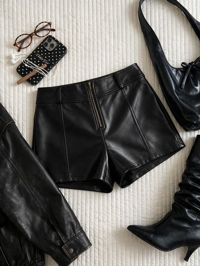 Comfortcana Plus Size Sexy Streetwear Zipper Tight Shorts Avant-Garde
