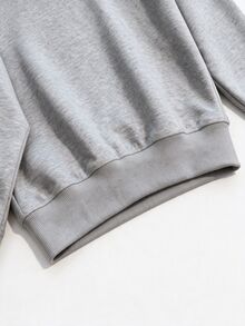 GlowEve CURVE Sweatshirt Longgar Wanita Abu-abu Leher V dengan Pita Mutiara, Model Santai dan Lembut, Ukuran Plus - Grey - View 4