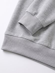 GlowEve CURVE Sweatshirt Longgar Wanita Abu-abu Leher V dengan Pita Mutiara, Model Santai dan Lembut, Ukuran Plus - Grey - View 6