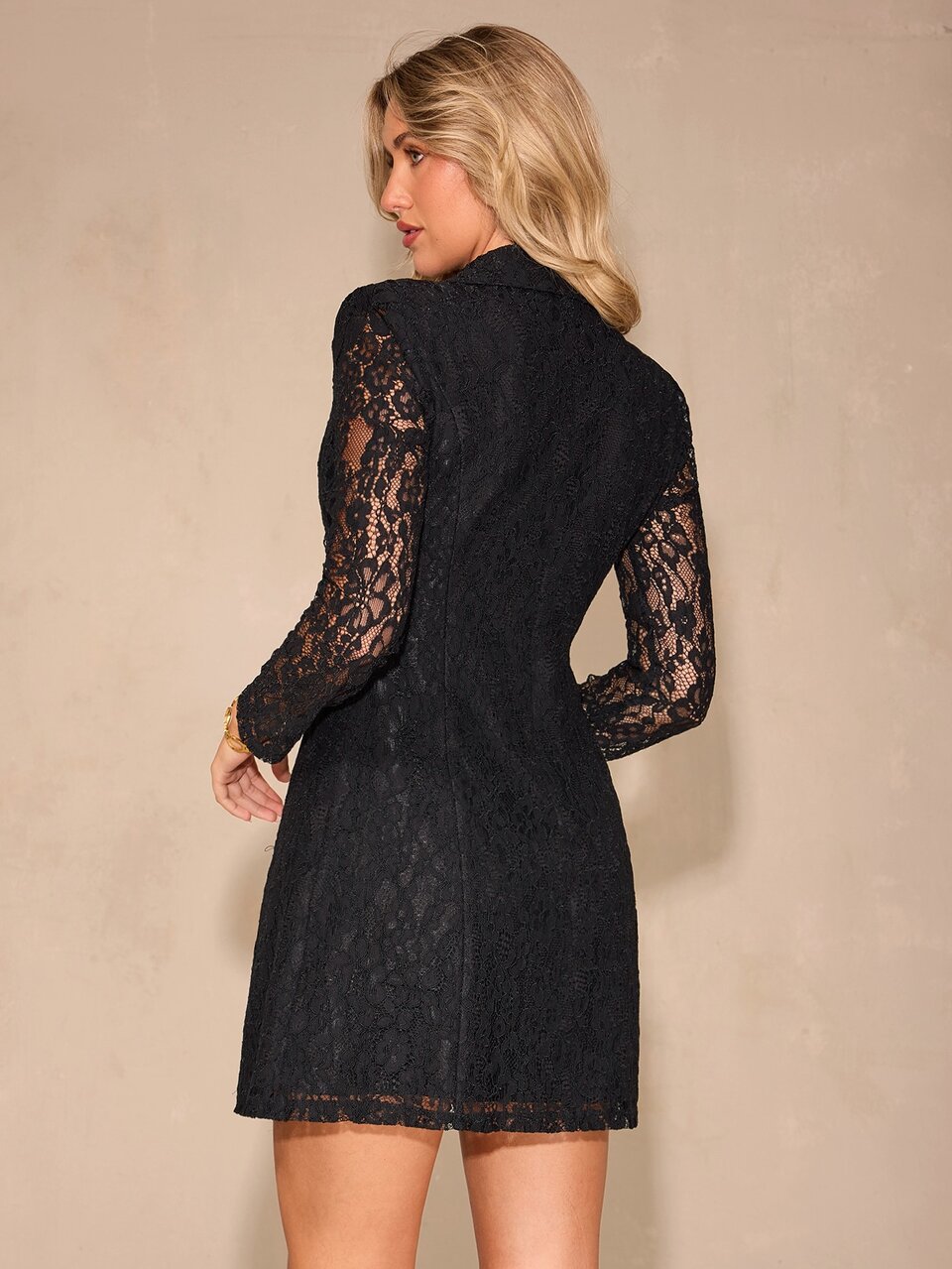 Enchnt Premium Fall Romantic Women's Elegant Black Lace Double-Breasted Lapel Mini Skirt,Casual Dress,Work Outfits,Business Professional,Formal Wear