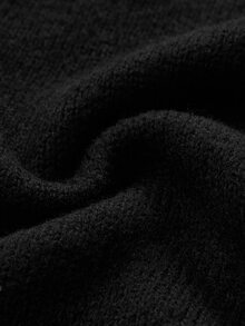 Balvessa Elegant Front Zipper Slim Fit Black Pocket Decor Button Women's Sweater Dress Office Autumn - Black - View 3