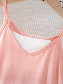 Young Girl Comfy Vacation Style Sleeveless Jumpsuit With Double Pockets, Summer - Pink - View 4