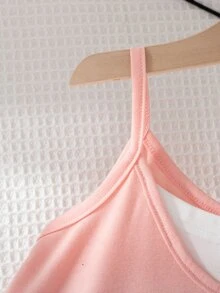 Young Girl Comfy Vacation Style Sleeveless Jumpsuit With Double Pockets, Summer - Pink - View 3