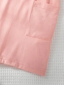 Young Girl Comfy Vacation Style Sleeveless Jumpsuit With Double Pockets, Summer - Pink - View 5