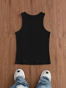 ESTAVOR 男士標準尺寸時尚休閒百搭極簡修身多功能布料背心 - 黑色 - 查看 4