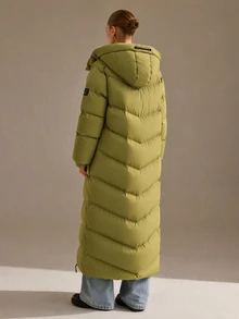 CLARA VERO PADDED WINTERCOAT MIDI OVERSIZE WITH POCKET AND TIE DETAIL - Olive Green - View 3