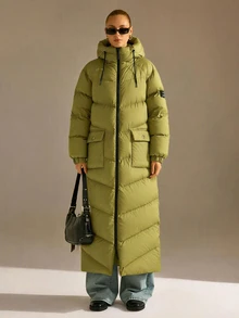 CLARA VERO PADDED WINTERCOAT MIDI OVERSIZE WITH POCKET AND TIE DETAIL - Olive Green - View 4