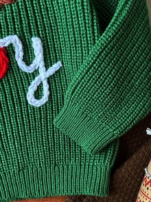 Souflis Sweater Bayi Warna Biru Langit dengan Bordir, Leher Bulat, Lengan Panjang, Gaya Minimalis Modis dan Serbaguna untuk Musim Gugur dan Musim Dingin - Hijau - View 6